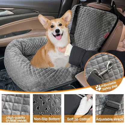 Sephyroth Dog Car Seat for Small/Medium Dogs,Dog Car Bed Washable Pet Travel Safety Seat,Super Soft Safe Removable Puppy Car Seat(Gray) - color: Gray, size: Small