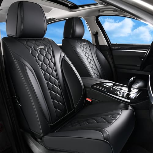 Coverado Car Seat Covers Front Seats, Black Seat Covers, Breathable Perforated Design, Luxurious Diamond Leather Car Seat Cover, 2 Pack Car Seat Protector Front Seat Cover Universal Fit Most Cars - color: 1-Black, size: Front