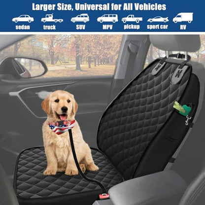 Dog Car Seat Cover for Dogs, Waterproof Upgraded New Front Car Seat Cover for Dogs, Car Seat Protector, Large Cars Covers for Dog Seat Cover for SUV Truck Pick-up Universal Black