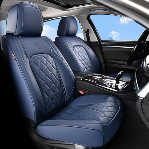 Coverado Car Seat Covers, Front Seat Cover, 2 Pack Luxury Faux Leather Seat Covers for Cars, Waterproof Car Seat Protector, Blue Car Seat Cover, Universal Car Seat Protectors Fit for Most Cars - color: A-Blue, size: Front