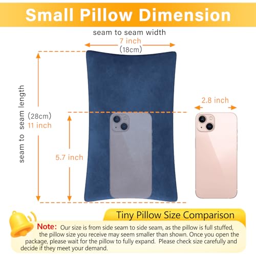 1 MIDDLE ONE 2 Pack Small Pillow, Memory Foam Mini Pillow 11 X 7 Inches for Travel, Sleeping, Nap and Neck, Knee, Lumbar Support, Tiny Cushion for Pet, Dogs (Blue) - color: Blue, size: 11x7 inch