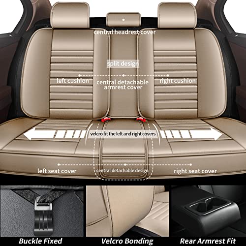 Car Seat Covers for Nissan Rogue Sport 2017-2022, Full Set 5 Seats Faux Leather Seat Cover Car Cushion Protector Compatible Airbag (5 Seat Full Set, Bgeige)