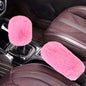 Hovom 2PCS Fluffy Car Gear Shift Knob Cover & Handbrake Cover, Soft Plush Hand Brake Handle & Gear Shift Cover for Women Girls, Universal Comfortable Warm Furry Car Accessories (Pink)