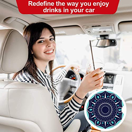 Car Coasters 2 Pack, Ceramic Blue Cupholder for Drinks Absorbent Stone Coasters Absorbing Spills （Constellation Blue） - color: Navy