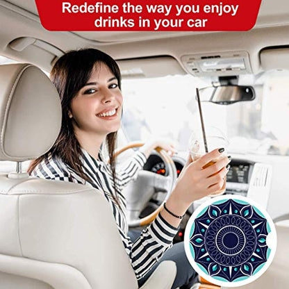Car Coasters 2 Pack, Ceramic Blue Cupholder for Drinks Absorbent Stone Coasters Absorbing Spills （Constellation Blue） - color: Navy
