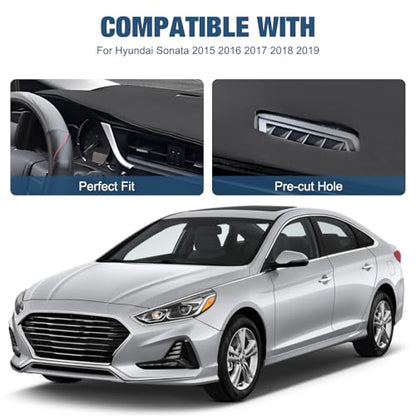 Leather Dashboard Dash Cover Mat Carpet PU Compatible with 2015-2017 2018 2019 Hyundai Sonata - style: 15-19 Hyundai Sonata