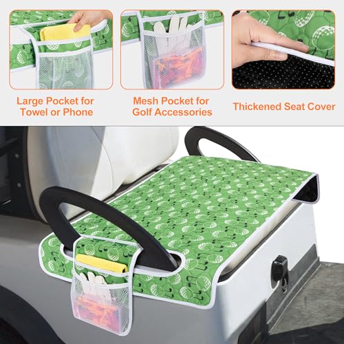 Golf Cart Seat Covers, Golf Cart Seat Towel Blanket for Most Golf Carts Fits for EZGO, Club Car, Yamaha and More (Patent Design) - color: Green Golf Ball