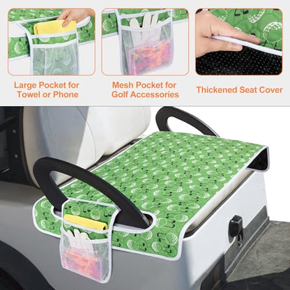 Golf Cart Seat Covers, Golf Cart Seat Towel Blanket for Most Golf Carts Fits for EZGO, Club Car, Yamaha and More (Patent Design) - color: Green Golf Ball