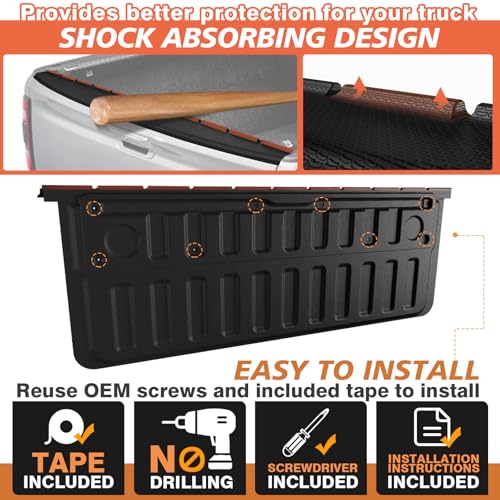 Truck Mat Compatible with 2019-2026 Ram 1500 Power Tailgate-Release & Standard Tailgate Accessories, Tailgate Mat Custom Fit All Weather Protection Pickup Liner, w/Tailgate Cap Protector - size: 3) Ram 1500|19-26|Tailgate Mat w/ Cap Cover