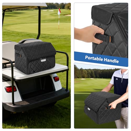 PGmoon Upgraded Golf Trunk Organizer, Golf Car Organizer with Separate Ventilated Compartment for 2 Pair Shoes, Golf Storage with Multi-Compartment for Golf Accessories, Gifts for Golfers
