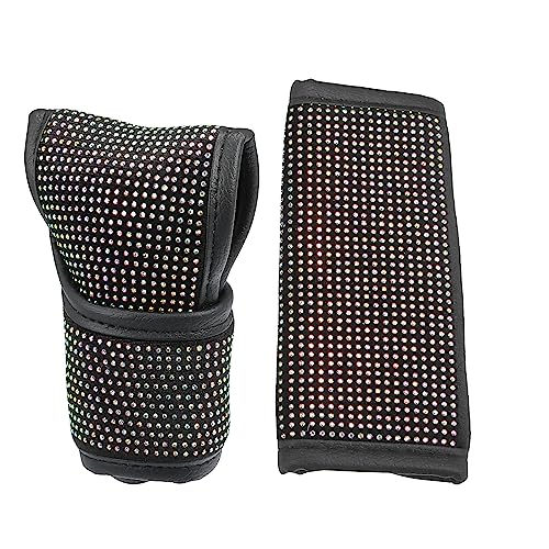 Universal Car Handbrake Cover Bling Rhinestone Gear Shift Knob Decoration Cover Flannel Rhinestone Multicolor (Set of 2) - color: Multicolor