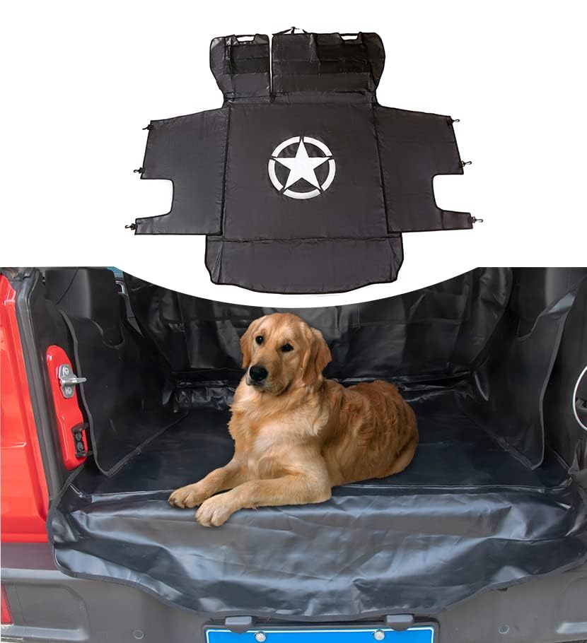 Dog Cargo Liner for Jeep, Pet Cargo Trunk Liner Mat Cover for 2007-2025 2026 Jeep Wrangler Accessories JK JL Unlimited 4 Door, Waterproof Oxford, Star