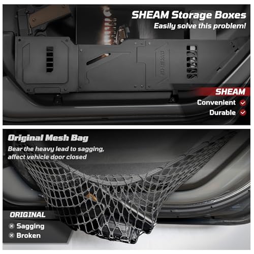 Metal Front Door Pocket Storage Box Compatible with 2018-2025 Jeep Wrangler JL 2/4 Door 4XE Gladiator JT, Car Side Insert Organizer Box Interior Accessories Replaces Weak Saggy Net -2PCS