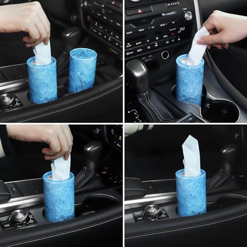 Car Tissue Holder, 4 Pack Car Cup Holder Facial Tissues with Travel Tissue Bag, Quick and Convenient Flower Combination Box(4 Canisters/200 Tissues) Blue - color: Blue