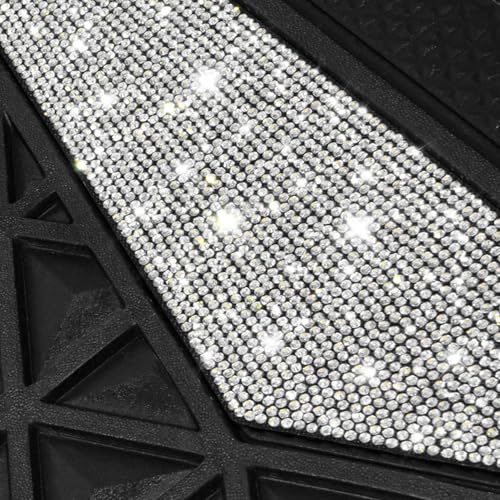 CAR PASS Bling Diamond Car Mats Rubber Floor Mats Full Set Anti-Slip 3D Rhombus Waterproof Trim to Fit Liner Universal Glitter Crystal Sparkly Shining Rhinestone Girl Women SUV Sedan, Silver Diamond - color: White Diamond
