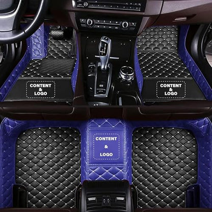 Custom Making Car Floor Mats for 97.5% Car Model Luxury Leather All Weather Waterproof Anti-Skid Full Coverage Liners (Black and Blue) - color: Black and Blue