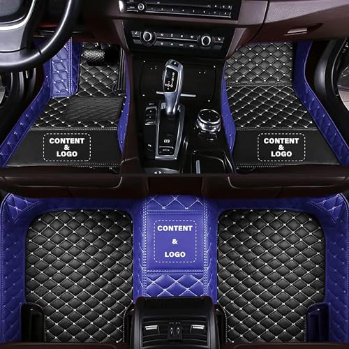 Custom Making Car Floor Mats for 97.5% Car Model Luxury Leather All Weather Waterproof Anti-Skid Full Coverage Liners (Black and Blue) - color: Black and Blue