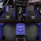 Custom Making Car Floor Mats for 97.5% Car Model Luxury Leather All Weather Waterproof Anti-Skid Full Coverage Liners (Black and Blue) - color: Black and Blue