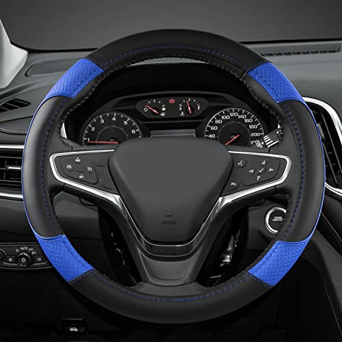 GIANT PANDA Steering Wheel Cover for Chevy Silverado - Car Steering Wheel Cover for Chevrolet Colorado Tahoe -Black+Blue - color: B-Black+Blue