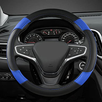 GIANT PANDA Steering Wheel Cover for Chevy Silverado - Car Steering Wheel Cover for Chevrolet Colorado Tahoe -Black+Blue - color: B-Black+Blue