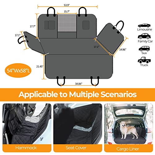 Simple Deluxe Dog Car Seat Cover for Back Seat, Waterproof Dog Car Hammock with Mesh Window, Scratchproof & Nonslip Seat Protector for Cars, Trucks, SUVs, Standard
