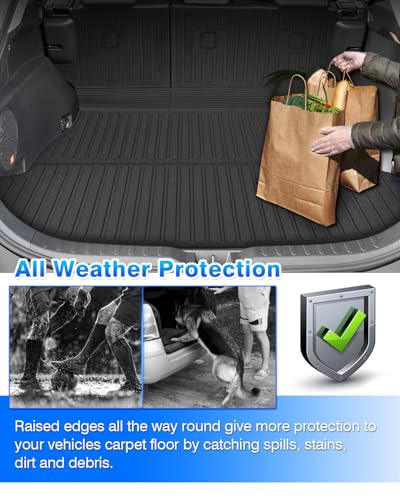 Rav4 Cargo Liner - Trunk Mat Fits for Toyota Rav4 2019-2025 (Include Hybrid), All Weather Cargo Mat with Backrest Mat for Rav 4 Accessories, Heavy Duty Car Mats, Car Accessories - size: 2)Toyota RAV4 19-25