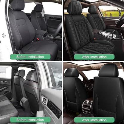 DISUTOGO Rav4 Seat Covers Custom Fit for Toyota Rav4 2013-2023 2024 2025 2026, Luxury Waterproof Leather Car Seat Cover(Full Set, Black) - color: #067 Black, size: 9.RAV4-5 Seat Covers Full Set