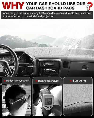 Autorder Dashboard Cover Mat for 1987 1988 1989 1990 1991 Ford F150 F250 F350 Bronco Accessories Dash Cover Dash Mat Glare UV Rays Dashboard Protector - size: 1987-1991 F150 F250 F350
