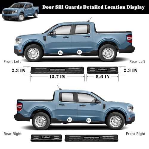 4PCS Car Door Edge Guards Door Sill Protector for Ford 2022-2025 2026 Maverick Accessories Stainless Steel Material Car Door Threshold Protection (Carbon Fiber Texture)