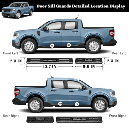 4PCS Car Door Edge Guards Door Sill Protector for Ford 2022-2025 2026 Maverick Accessories Stainless Steel Material Car Door Threshold Protection (Carbon Fiber Texture)