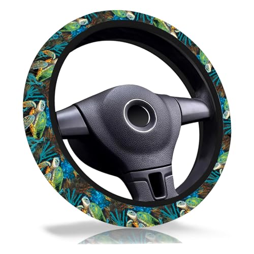 Sea Turtle Steering Wheel Cover,Non-Slip Breathable Neoprene Steering Wheel Covers,Turtles Car Accessories and Car Decor,Turtle Gifts for Women,Men Universal 15 Inch Fit Auto,SUV,Truck - color: Turtle