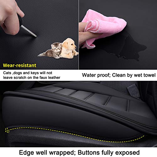 LUCKYMAN CLUB 2 Front Silverado Seat Covers Fit for 2007-2023 2024 2025 Chevy Silverado Sierra 1500 2500 3500 with Water Proof Faux Leather (Black 2 PCS) - color: Black, size: Front set (2 pcs)