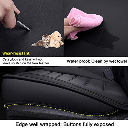 LUCKYMAN CLUB 2 Front Silverado Seat Covers Fit for 2007-2023 2024 2025 Chevy Silverado Sierra 1500 2500 3500 with Water Proof Faux Leather (Black 2 PCS) - color: Black, size: Front set (2 pcs)