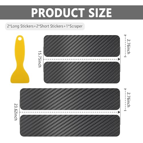 4PCS Car Door Sill Protector with Scraper,Carbon Fiber Car Door Protector Edge Guards for Front Rear Door Sills,Universal Anti-Scratch Car Door Threshold Strips (4D Black)