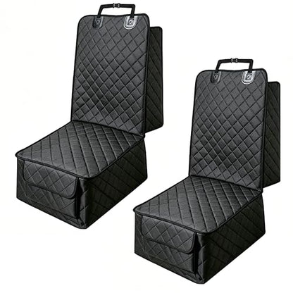 BFXM 2PCS Front Seat Cover, Full Protection Dog Car Seat Cover with Side Flaps, Waterproof Non-Slip Scratch-Resistant Captain Car Seat Covers, Seat Covers for SUVs, Cars, Trucks (Black*2) - color: black*2