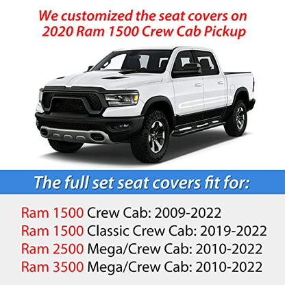 Nilight Car Seat Covers Custom Fit 2009-2024 Ram 1500 and 2010-2024 2500 3500 Crew Cabs Mega Cab Waterproof Faux Leather Cushion for Pickup Truck (Full Set, 2 Front and 3 Rear Seats) - color: Full Sets 5 Seat, style: Dodge Ram 2009-2024