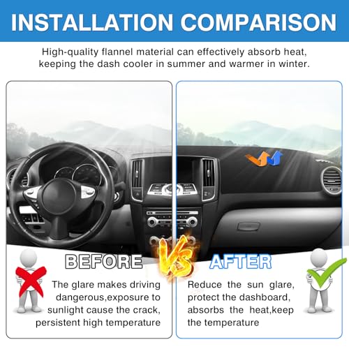 Autorder Dashboard Cover Mat for Nissan Maxima 2009-2015 Accessories Dash Cover Upgrade Flannel Dash Mat Sunshade Glare UV Rays Protector - size: 2009-2015 Nissan Maxima