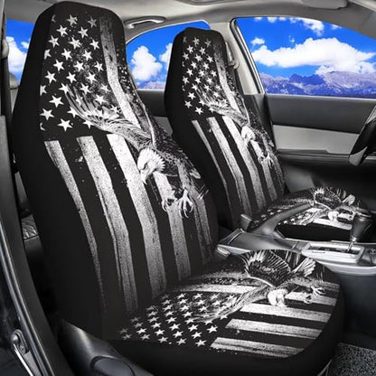 Eagle Car Front Seat Covers Anti-Slip Gray US Flag Car Seat Cover for Front Seats Set of 2 Patriotic Removable Automotive Accessories Universal Fit for Cars SUVs Sedans - color: Eagle Gray US Flag