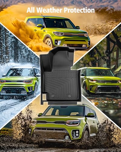 DiffCar® for Kia Soul Floor Mats & Cargo Liner 2014 2015 2016 2017 2018 2019 (Not for Hybrid) | All-Weather Custom Fit Car Accessories for Kia Soul Interior Protection | TPE Floor Trunk Mats 4PCS Set