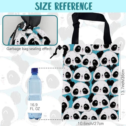 Car Garbage Bag Cute Panda Hanging Canvas Car Trash Bag Waterproof Drawstring Car Back Seat Organizer for Car Back Front Seat Console with Adjustable Buckle - color: Cute Panda