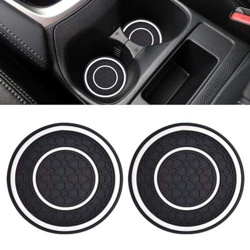 2PCS Car Cup Holder Coasters, 2.75 Inch Auto Non-Slip Anti Dust Cup Mats, Console Cup Holder Insert Coaster Auto Insulated Mats, Universal Interior Accessories for Most Cars (White) - color: White