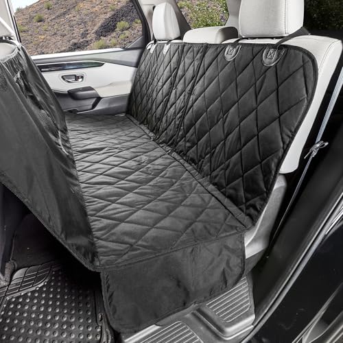 4Knines Dog Hammock for Cars, SUVs, and Small Trucks with Mesh Window (Regular, Black) – Rear Seat Cover for 60/40 Split Bench w/Armrest & Seatbelt Access – Heavy Duty, Waterproof, Easy to Install - color: Black