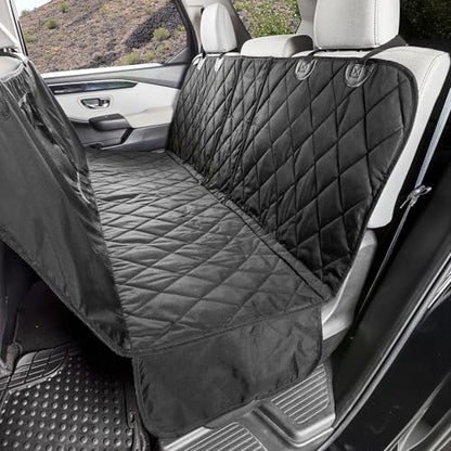 4Knines Dog Hammock for Cars, SUVs, and Small Trucks with Mesh Window (Regular, Black) – Rear Seat Cover for 60/40 Split Bench w/Armrest & Seatbelt Access – Heavy Duty, Waterproof, Easy to Install - color: Black