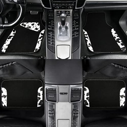 CAR PASS Waterproof Universal Fit Car Floor Mats, Cow Print Car Mats Fit for SUV,Vans,sedans, Trucks,Set of 4pcs Car Carpet with Driver Heel Pad and Nibs Backing,or Cute Women Girly Funny Black White - color: Cow Print
