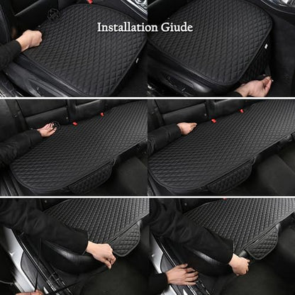 West Llama Pu Leather Car Seat Bottom Covers Protectors Include 1 Rear Bench Seat Cover Universal Fit 90% Vehicles,Beige - color: E-Beige, size: Universal Fit - Rear Only
