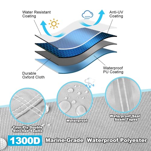 Waterproof Center Console Boat Cover 20-22ft, Heavy Duty 1300D Marine Grade Polyester Canvas 20’21 ft 22 Foot Boat Center Console Covers, Gray - color: Gray, size: 20'-22' Long (Beam Width up to 106")