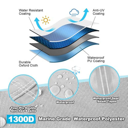 Waterproof Center Console Boat Cover 20-22ft, Heavy Duty 1300D Marine Grade Polyester Canvas 20’21 ft 22 Foot Boat Center Console Covers, Gray - color: Gray, size: 20'-22' Long (Beam Width up to 106")