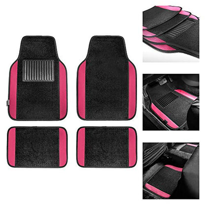 FH Group Light & Breezy Cloth Seat Full Car Seat Covers (Airbag & Split Ready) with Carpet Floor Mats- Universal Car, Truck, SUV, or Van (Pink/Black) FB030115 - color: Pink