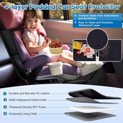 Child Car Seat Protector, 2 Pack with Mesh Pockets & Non-Slip Backing, 600D Durable (Pink, Standard) - color: Pink, size: Standard