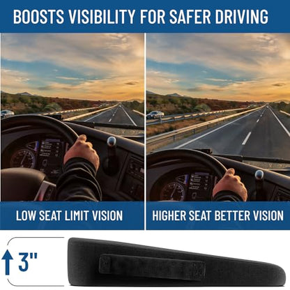 Everlasting Comfort Memory Foam Car Seat Cushion - Tailbone Pain Relief, Driving Seat Cushion for Short People - Office, Wheelchair, Gaming Chair, Travel - Non-Slip, Washable Cover